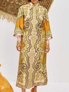 linen dresses mini Champagne Linen Floral Print Flare Mini Dress main image 0